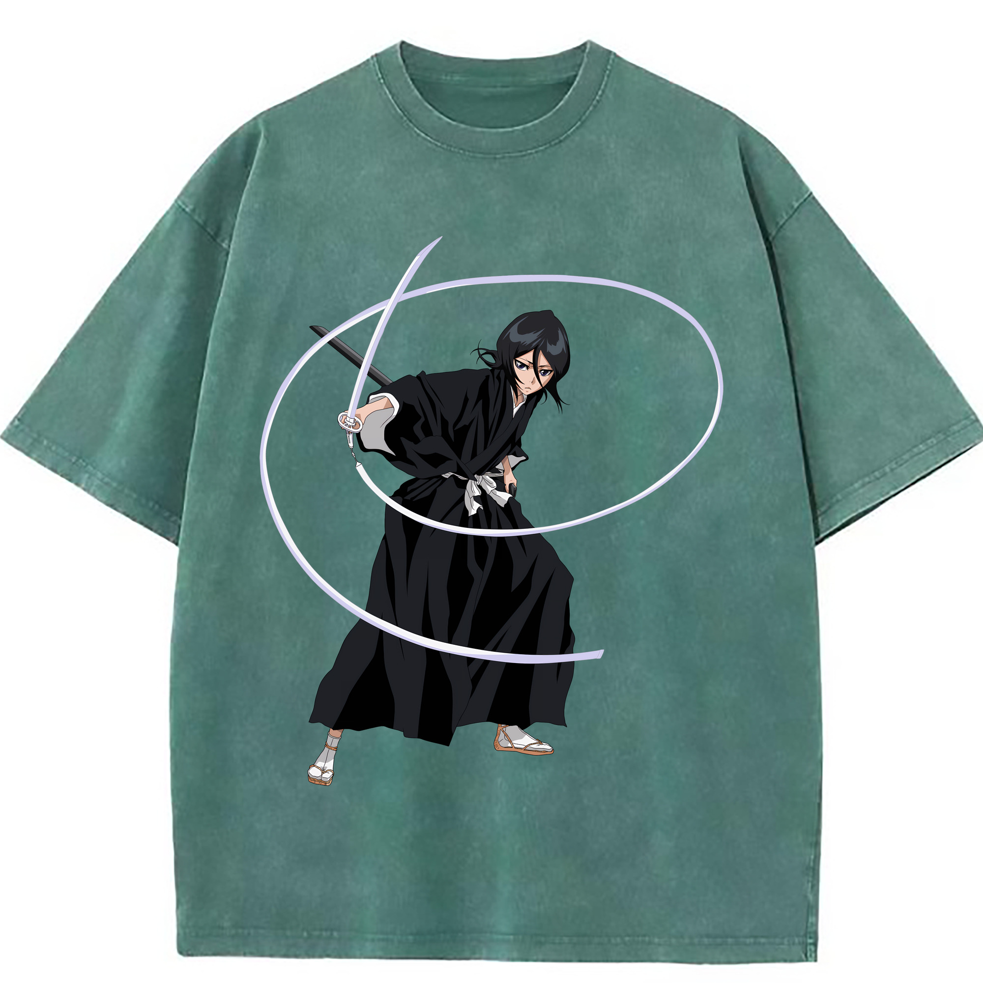 （画像用） ブリーチ 朽木ルキア BLEACH Kuchiki Rukia 綿100% ヴィンテージ風 半袖Tシャツ（フロントプリント）